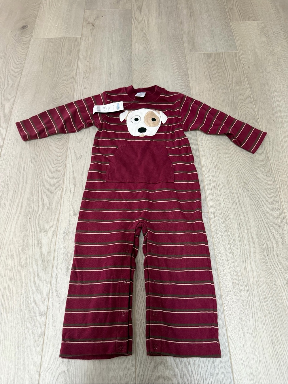 Gymboree Burgundy Striped One-Piece with Puppy Face